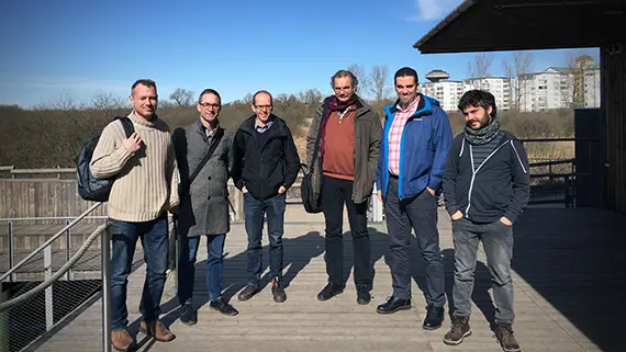 Fr&aring;n v&auml;nster: Ola Svahn (HKR), Jerker Fick (Ume&aring; universitet), Erland Bj&ouml;rklund (HKR), Kai Bester (Aarhus universitet, Danmark), Haitham El-Taliawy (Aarhus universitet), Pablo Gago-Ferrero (SLU Uppsala).