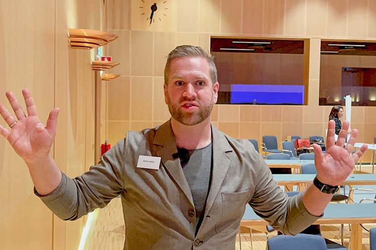 Simon Wallin, som är studenstadssamordnare på Skövde kommuns näringslivsenhet, deltog på konferensen för att lära av Högskoln Kristianstads modell för samverkan mellan studenter och omgivande samhälle.