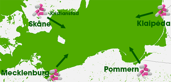 MORPHEUS fyra modellområden för att förhindra läckage av läkemedelsrester från avloppsreningsverk till södra Östersjön.