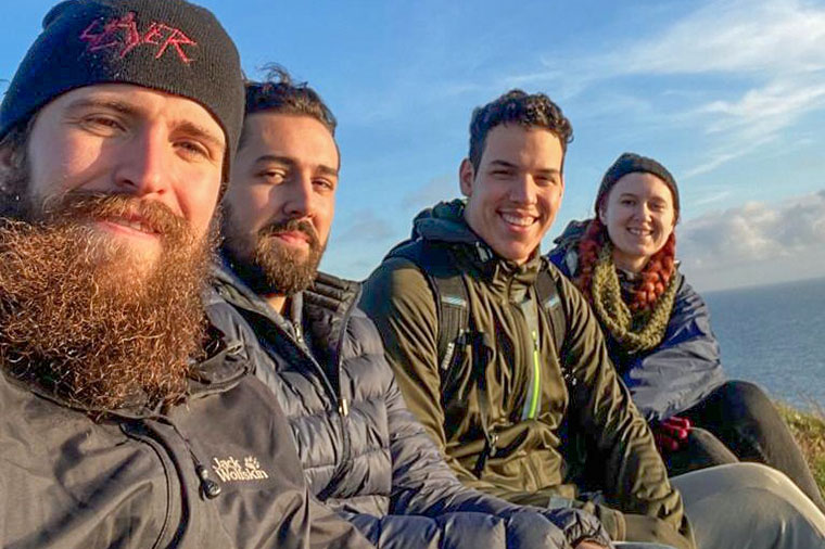 Gruppen bakom Myrmidon. Från vänster: Fabian Fröschl, Enzo Tiberghien, Rodrigo Lara Rodriguez och Wibecka ”Vee” Oliver.