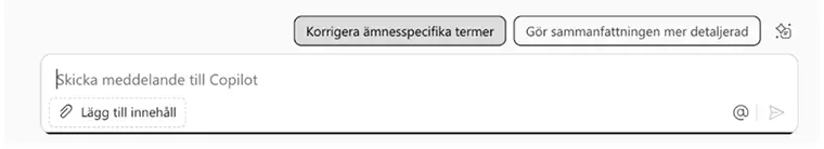 Skärmbild Skicka meddelande till Copilot.