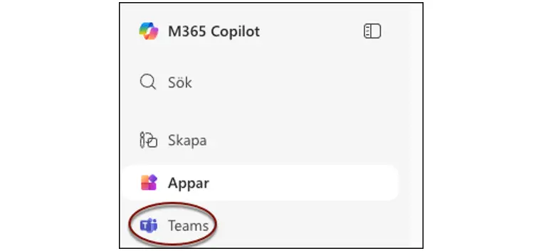 Skärmbild Appen Teams.