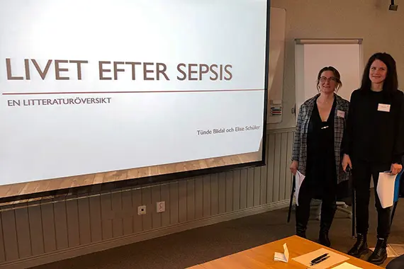 Elise och Tunde presenterar p&aring; sepsism&ouml;tet