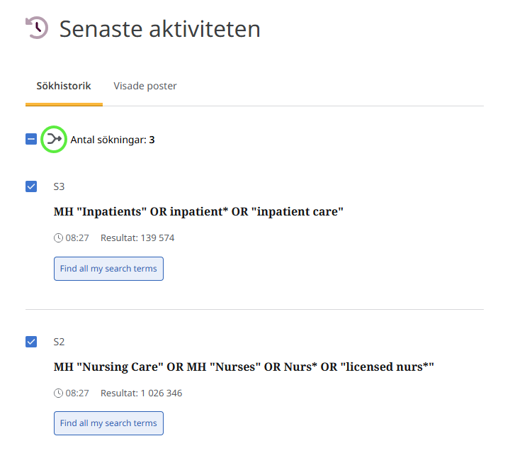 Kombinera sökningar