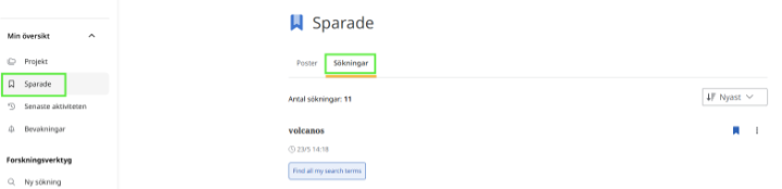 Sparade sökningar