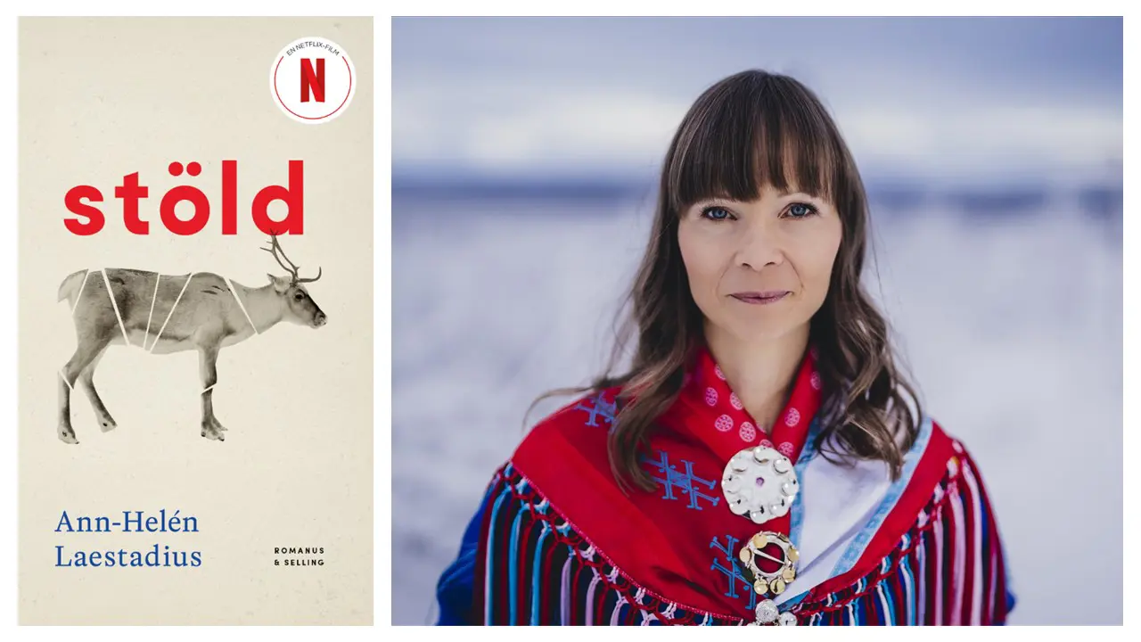 Omslag boken Stöld och författaren Ann-Helén Laestadius