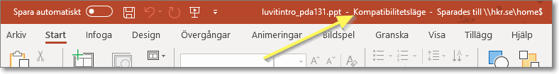 Verktygsfält i PowerPoint.
