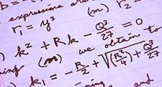 Bild på matematiska formler på lila bakgrund
