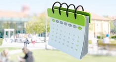 Bild på kalender framför Campus