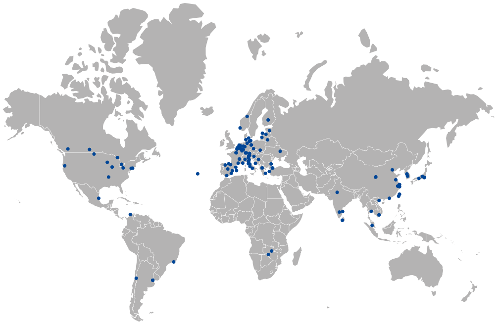 map of Partner Universities from summer 2025