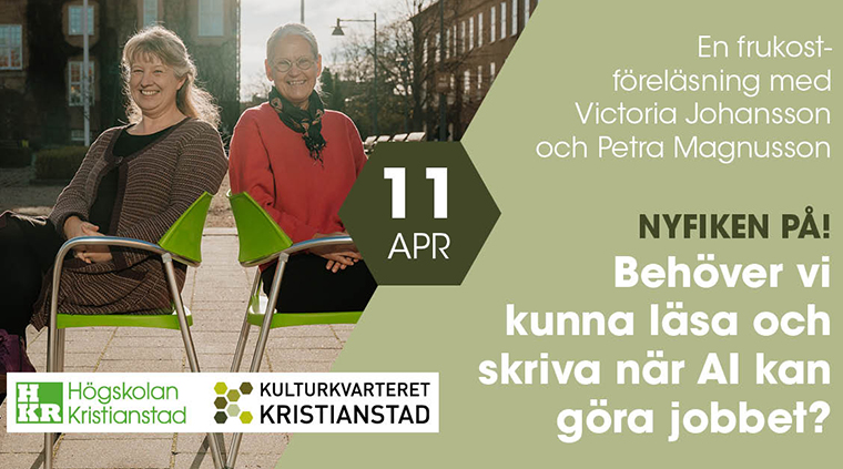 Bild på Victoria Johansson och Petra Magnusson sittandes på vars en stol.