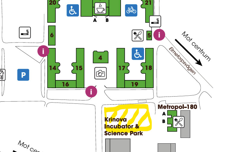 Map showing the parking outside Krinova