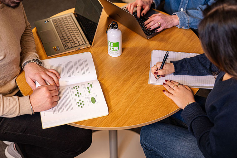 Students studying and taking notes
